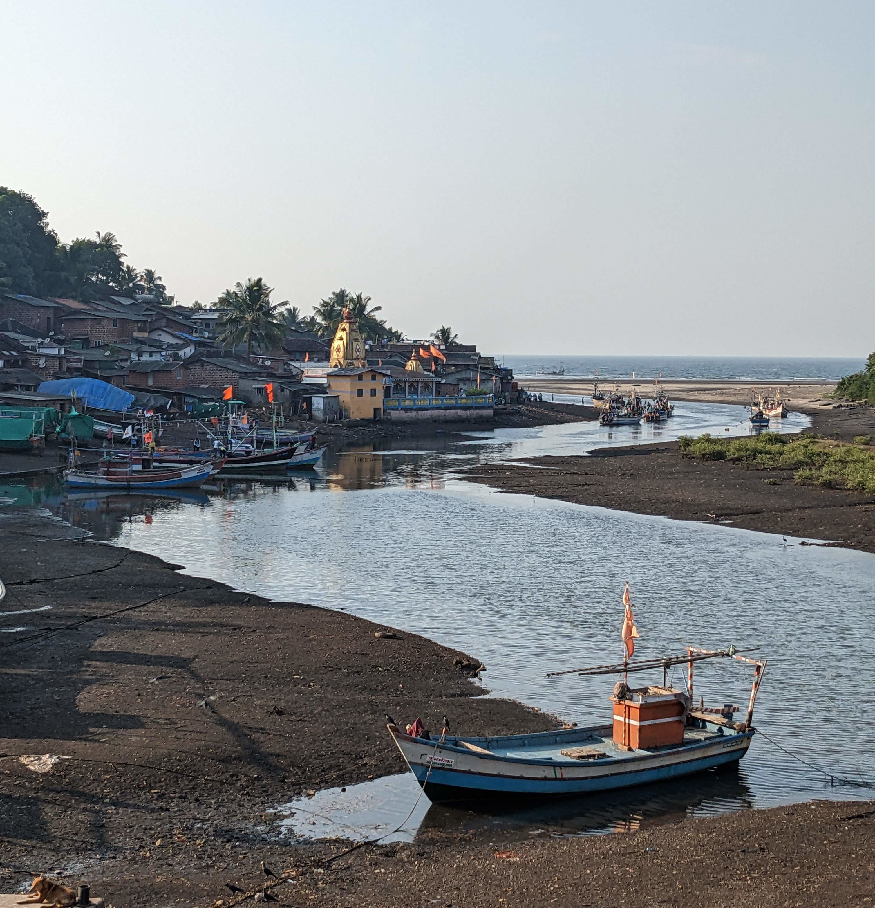 fishing village low tide